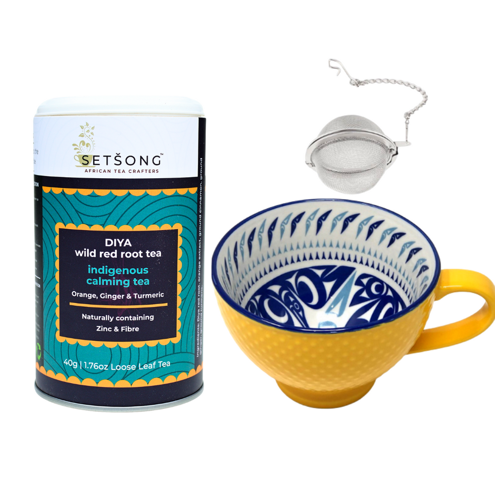 Tea and Tea-cup Gift Box including Tea Strainer.