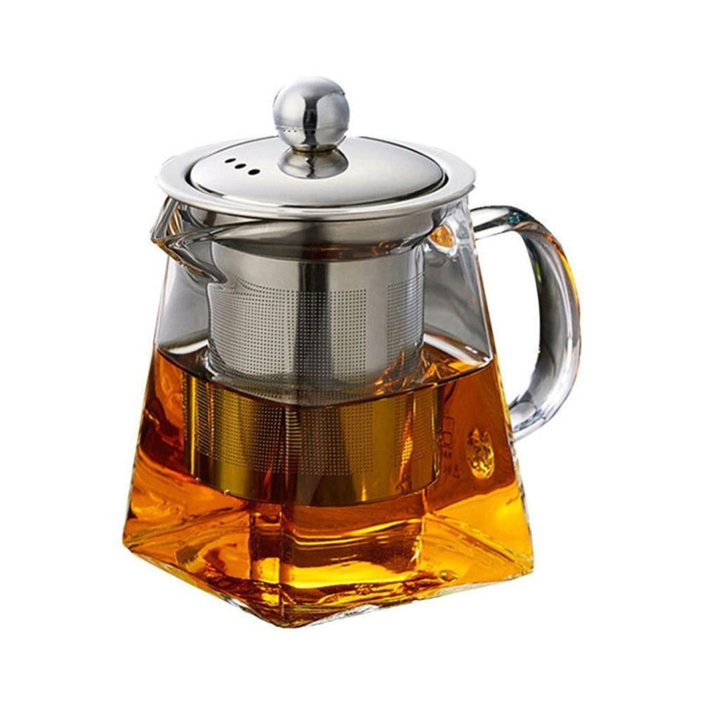 450ml Stainless Steel Clear Glass Tea Pot with infuser